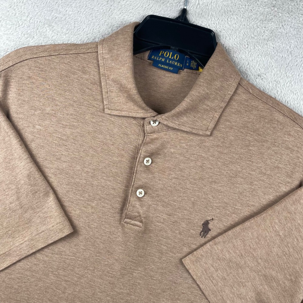 Polo Ralph Lauren Shirt Mens Large Brown Pony Classic Fit Soft Cotton Office